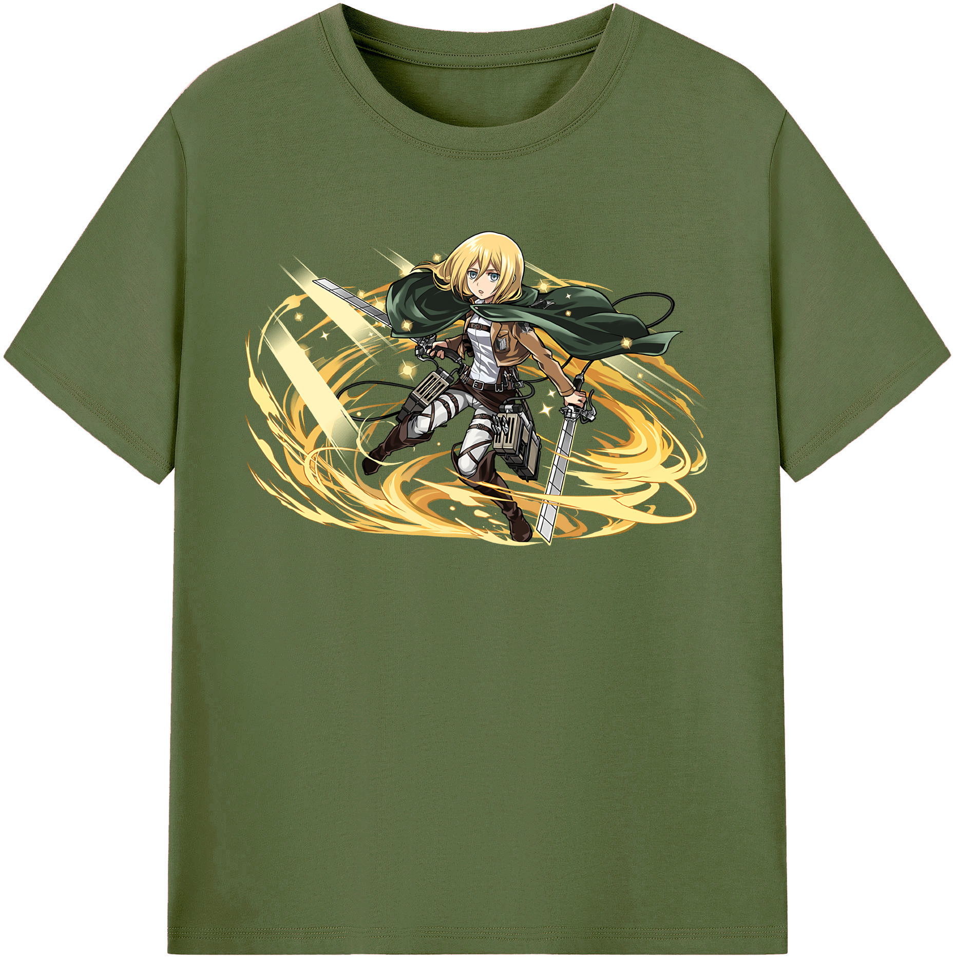 （画像用） 進撃の巨人 クリスタ·レンズ Attack on Titan Christa Lenz 綿100％半袖Tシャツ（フロントプリント）